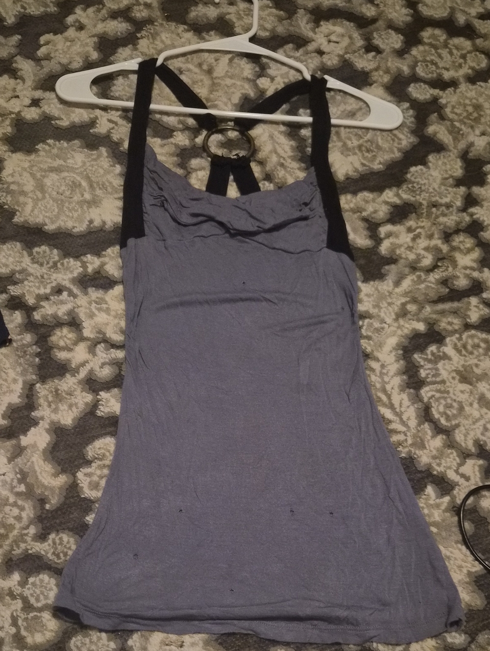 Women’s Gray Halter Tank Top with Black Straps